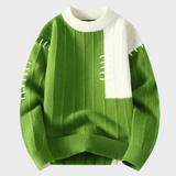 Maglione bicolore con cuciture a vista
