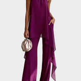 Viola - Completo elegante con collo all'americana e pantaloni