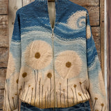 Iolanda - Cardigan trapuntato con zip a fiori di tarassaco