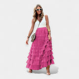 Valeria - Gonna boho con finitura in rete e raso