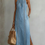 Giulia - Abito in denim con pizzo in stile retrò