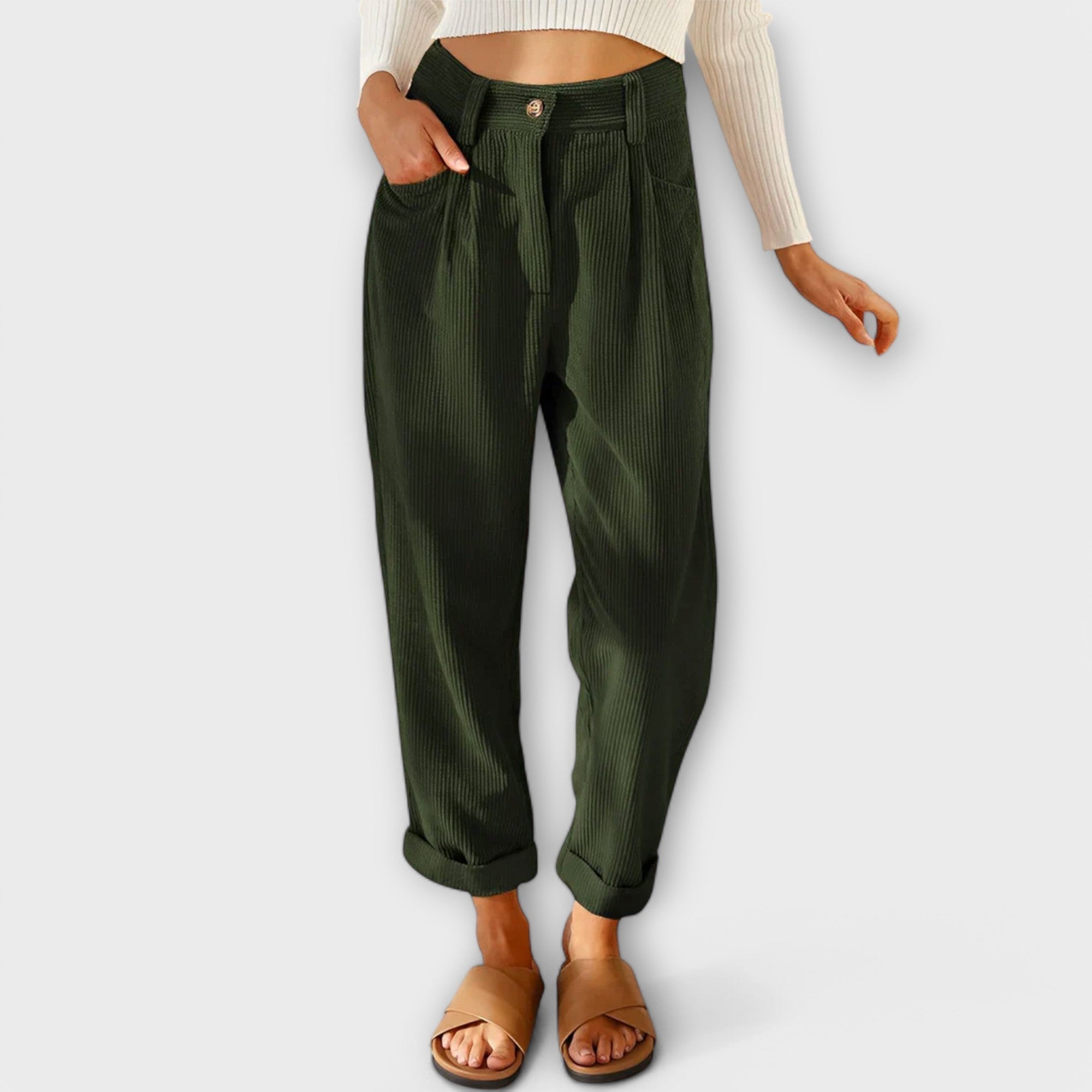 Pantaloni moderni in velluto a coste