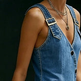 Anna - Abito lungo in denim con bottoni