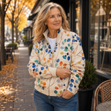 Priscilla - Cardigan con stampa di foglie botaniche