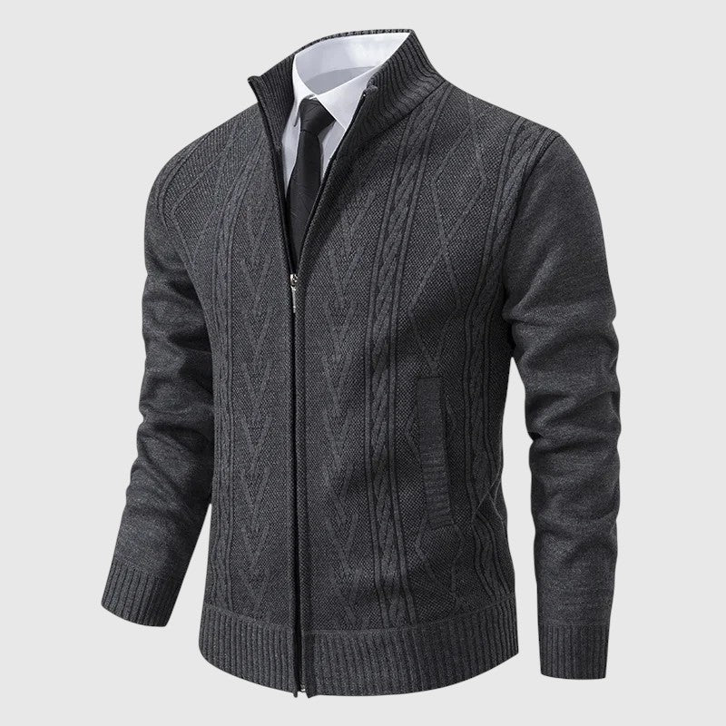 Giacomo - Maglione intrecciato con zip e collo alto