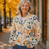 Priscilla - Cardigan con stampa di foglie botaniche