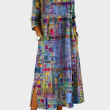 Bettina - Abito in denim con patchwork etnico