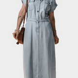 Adele - Abito in denim con eleganti maniche ad aletta