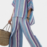 Laura - Completo a righe color malva