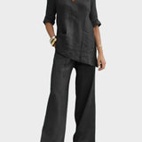 Susanna - Completo due pezzi con top a mezza manica e pantaloni dritti