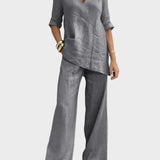 Susanna - Completo due pezzi con top a mezza manica e pantaloni dritti