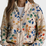Priscilla - Cardigan con stampa di foglie botaniche