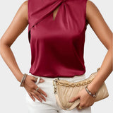 Teresa - Blusa elegante in raso senza maniche