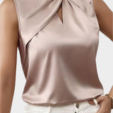 Teresa - Blusa elegante in raso senza maniche