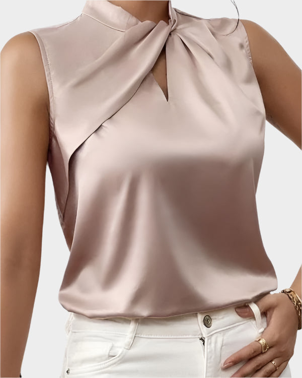 Teresa - Blusa elegante in raso senza maniche