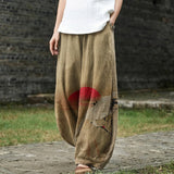 Maddalena - Pantaloni larghi beige con motivo delicato