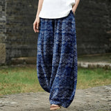 Emiliana - Pantaloni larghi blu con motivo marino