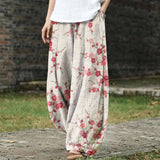 Carlotta - Pantaloni larghi beige stampati
