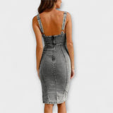 Anna - Abito in denim con spalline regolabili
