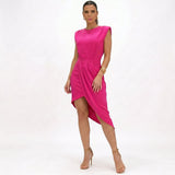 Bettina - Abito asimmetrico con spalle strutturate