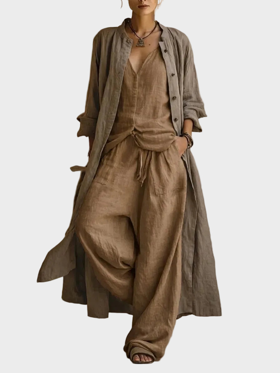 Boema - Completo boho in cotone e lino in 3 pezzi