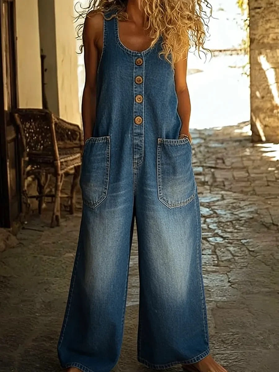 Paolina - Tuta in denim vintage lavato